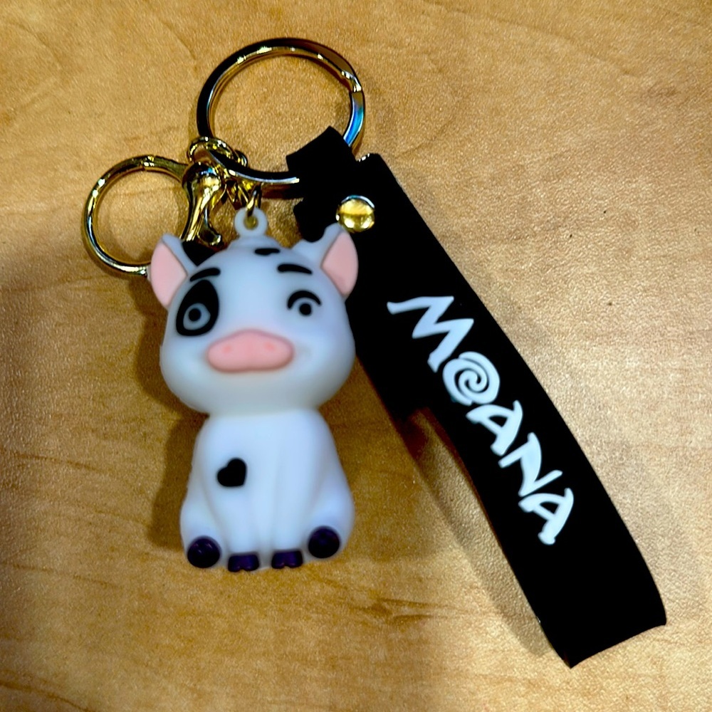 Disney Moana Pua Black strap Cartoon Bags Hanger Keychains Key Ring​
